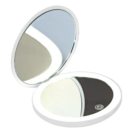 LED portable handheld makeup mirror, portable, folding travel, 2xHD magnification, three-color light switching - Image 7