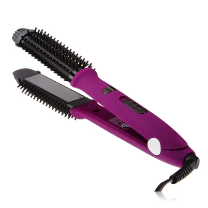 Electric Flat Iron With Comb LED Hair Iron Comb Ceramic Hair Straightener and Curler 2 in 1 for Women - Image 3