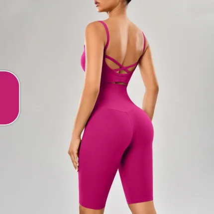 2024 New Yoga Shorts Suits Shockproof Cross back Fitness Bra High Waist Shorts Breathable Running Pilates Fitness Two Pieces Set - Image 7