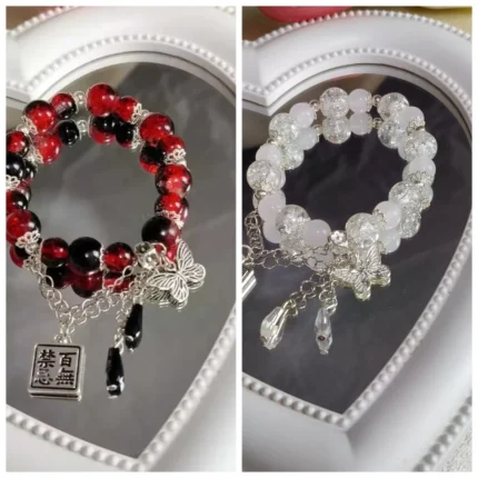 2024 New Trendy Red Beaded Chain Bracelet for Women Simple Hollow Butterfly Pendant Bracelets Jewelry Gifts Accessories - Image 8