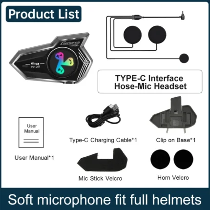 Bluetooth 5.4 Wireless Motorcycle Helmet Headset Hands-free Call Phone Motorcycle Waterproof Earphone Music Player Moto Helmet - Image 7