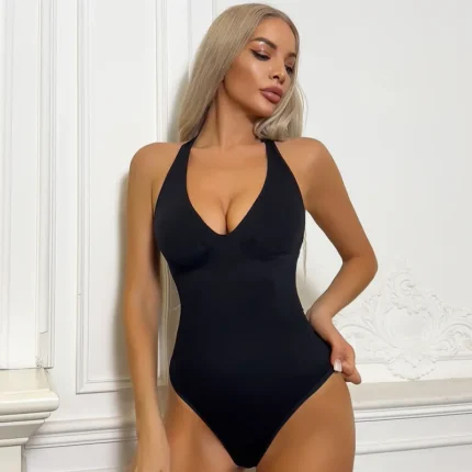 Halter Bodysuit Deep V Camisole Adjustable Strap Shapewear Top Tummy Control Women Sexy Thong Body Shaper Seamless Fajas 2025 - Image 7