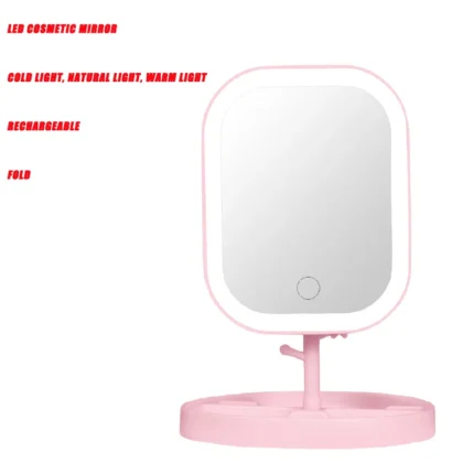 1200 mah LED Makeup Mirror 3 Color Light Adjustment  Light Up at a Touch Ultra Long Endurance Tray Storage Table Vanity Mirror - Image 12