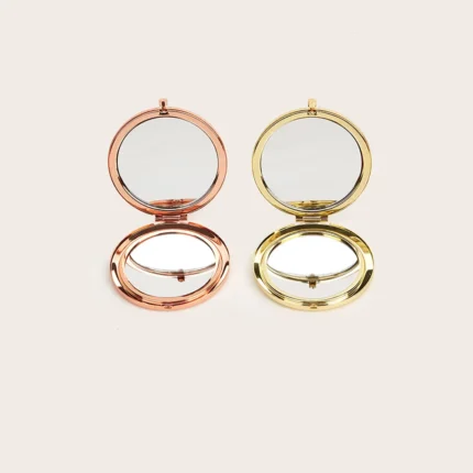 Round Makeup Mirror Double Side Metal Mirror Magnifier HD Pocket Makeup Folding Mirror Hand Held Make Up Travel Mini Mirror - Image 3