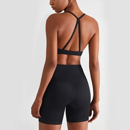2024 New Yoga Shorts Sets Shockproof Vest High Waist Shorts Breathable Women's Tight Fitting Sports Yoga Sexy Crop Top Gym Set - Image 11