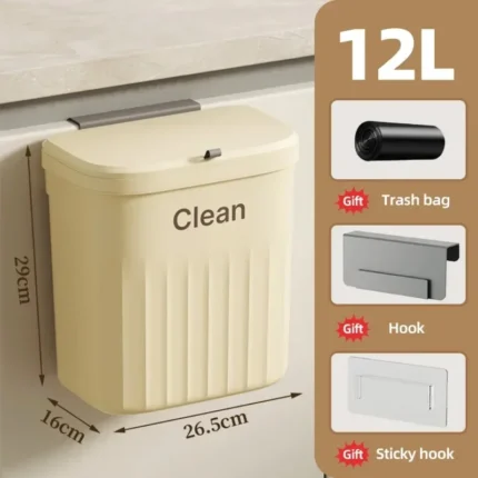 Hanging Trash Can With Lid Countertop Can Kitchen Garbage Basket Wastebasket Waste Bin Home Large Capacity Wall Mounted Trash - Image 7