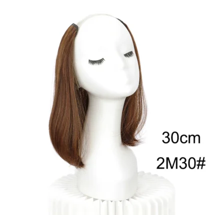 20/30cm Synthetic Short Straight Internal Buckle V-shaped Half Head 4Clips Hair Extension Invisible  Hairpiece for Women - Image 10