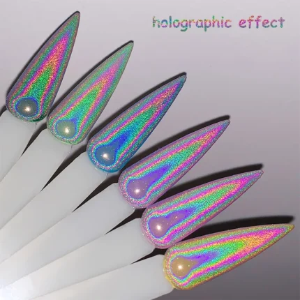 HNDO New Nails Silver Holographic Powder Rainbow Effect for Professional Manicure Nail Art Unicorn Laser Pigment Dust Design - Image 3