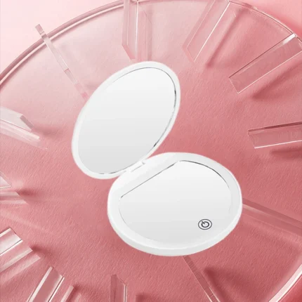 mini portable folding LED Makeup Mirror with LED light, folding travel Mirror, compact makeup mirror, handheld LED light, 10X ma - Image 3