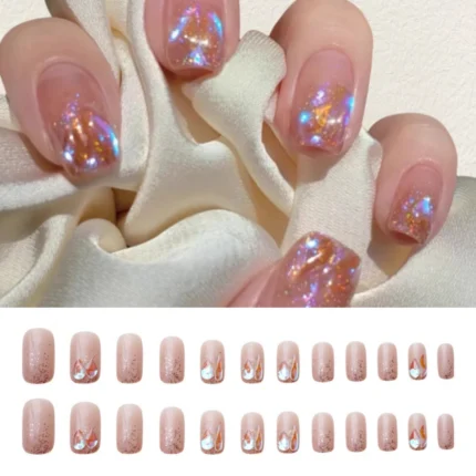 24PCS Short Silver Blue Star Moon Fake Nail Finished Product Full Cover Acrylic Removable Reusable Waterproof Press on Nails Art - Image 10