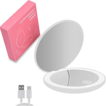Mini Portable Folding Travel Mirror LED Light Makeup Mirror Compact Mirror 10X Magnification 2-sided Beauty Makeup Round Mirror - Image 9