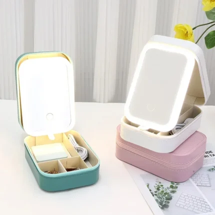 LED Mirror Makeup Storage Box Portable Travel Makeup Case Cosmetic Bag Large-capacity Make Up Storage Box Makeup Accessories - Image 5