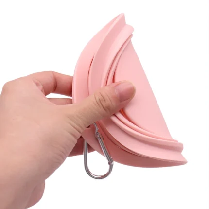 Collapsible Pet Silicone Dog Food Water Bowl  Macaron Color Outdoor Travel Portable Folding Supplies Dishes with Carabiner - Image 3