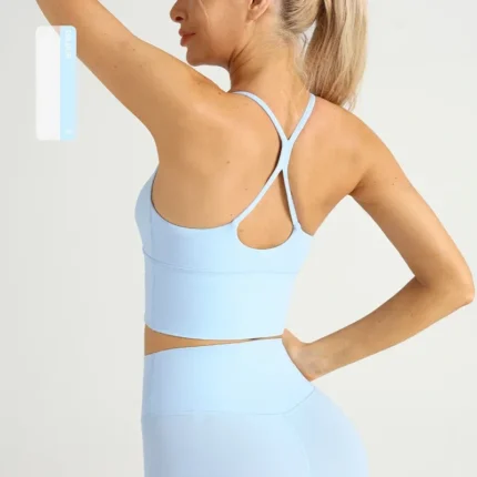 Solid Color Women Gym Yoga Naked Feeling Sexy Cross Back Y shape Sports Bra Fitness Yoga Jogging Workout Sports Women Sling - Image 13
