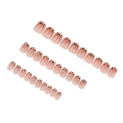30pc French Maillard Leopard Prints Nails French European Square Press-Ons Fashion Short Length & Mix Sizes - Image 4