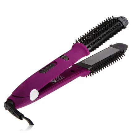 Electric Flat Iron With Comb LED Hair Iron Comb Ceramic Hair Straightener and Curler 2 in 1 for Women - Image 4
