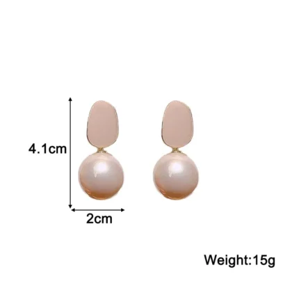 Pink White Pearl Dangle Earrings for Women Black Geometric Acrylic Round Ball Pendants Famale Drop Earrings Elegant Ear Jewelry - Image 2