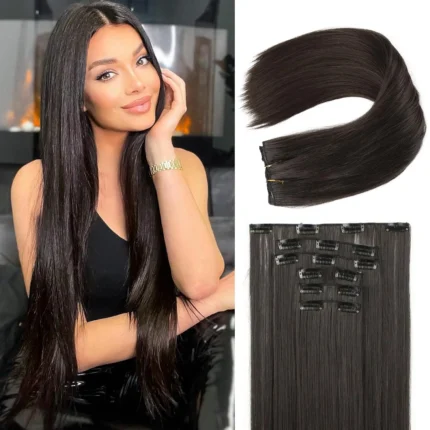 Clip In Hair Extensions Hair Extensions Thick Long Lace Weft Lightweight Synthetic Hairpieces For Women - Image 7