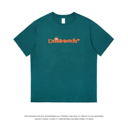 Pure Cotton Heavy Summer Trendy Brand Beauty Round Neck Short-sleeved T-shirt Men's Loose Couple Half-sleeved Shoulder-down - Image 4
