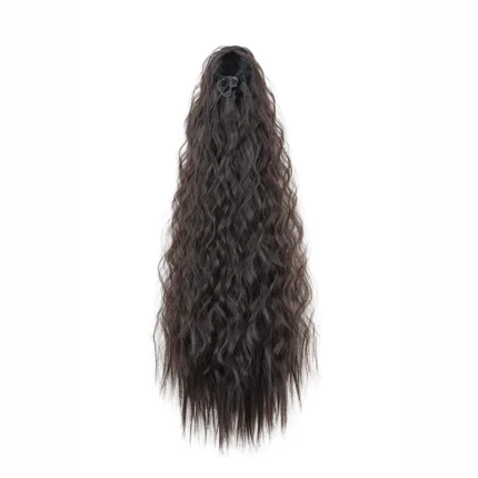 22Inch Synthetic Long Kinky Curly Ponytail Hair Extension Drawstring Wrapped Clip in Hair Black Hairpiecefor Women - Image 8