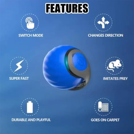 Smart Electric Cat Ball Toy, Automatic Rolling Ball with Faux Tail, USB Rechargeable Interactive Pet Toy for Teaser and Training - Image 6