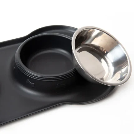 Anti-slip Double Dog Bowl With Silicone Mat Durable Stainless Steel Water Food Feeder Pet Feeding Drinking Bowls for Dogs Cats - Image 5