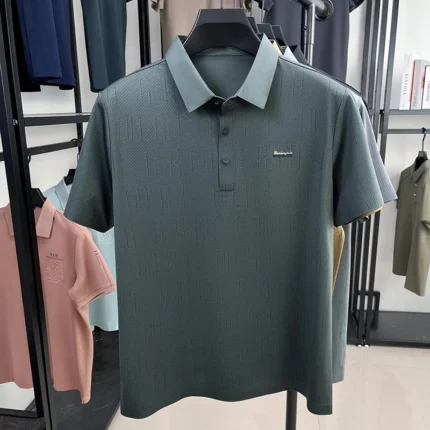 Light luxury brand unique printed men's short sleeve polo shirt summer solid color casual comfort breathable new trend T-shirt - Image 6