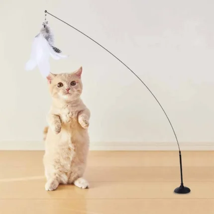 Funny Cat Toy Folorful Fluffy Feather With Bell Sucker Cat Stick Toy Kitten Play Interactive Detachable Teaser Wand Cat Supplies - Image 5