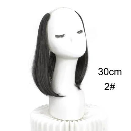 20/30cm Synthetic Short Straight Internal Buckle V-shaped Half Head 4Clips Hair Extension Invisible  Hairpiece for Women - Image 7
