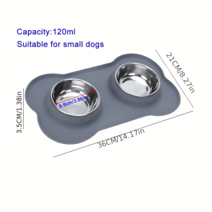 Anti-slip Double Dog Bowl With Silicone Mat Durable Stainless Steel Water Food Feeder Pet Feeding Drinking Bowls for Dogs Cats - Image 6