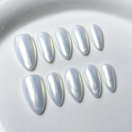 10Pcs Aurora Cat Eye Press on Nails Simple Short Oval Head Nail Tips Handmade Glitter Pink Almond Fashion French Manicure Nails - Image 3