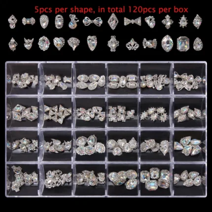 2800pcs Luxury Shiny Diamond Nail Art Rhinestones Crystal Decorations Set AB Glass 1pcs Pick Up Pen In Grids Box 21 Shape - Image 12