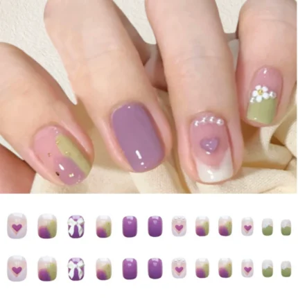 24PCS Short Silver Blue Star Moon Fake Nail Finished Product Full Cover Acrylic Removable Reusable Waterproof Press on Nails Art - Image 9
