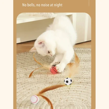 1/3Pcs New Cat Interactive Ball Toys Bouncy Balls with Feathers Indoor Cat Game Toy Feather Cat Training Catcher Pet Toy - Image 5