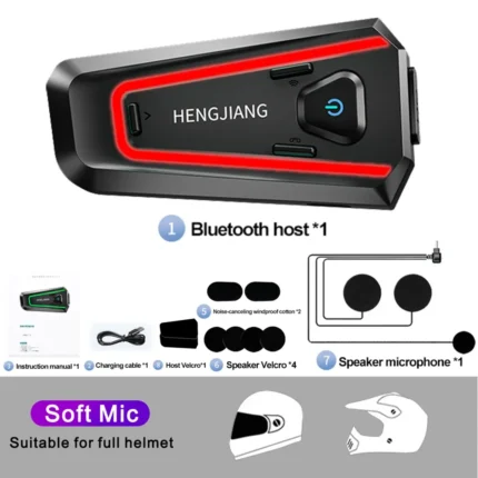 Motorcycle helmet headset Bluetooth 5.3  IPX7 Waterproof stereo Music player Hands-on Talking with Tri-Color Ambient Light - Image 7