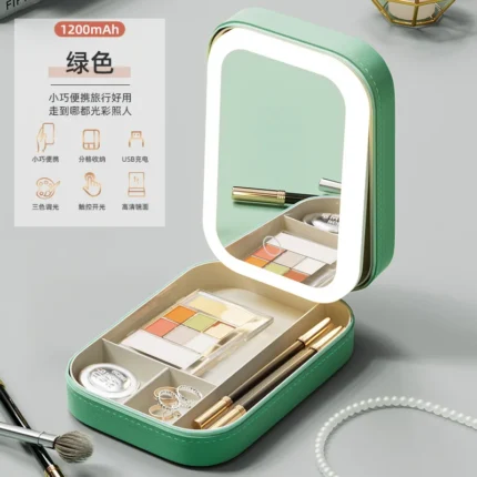 LED Mirror Makeup Storage Box Portable Travel Makeup Case Cosmetic Bag Large-capacity Make Up Storage Box Makeup Accessories - Image 7
