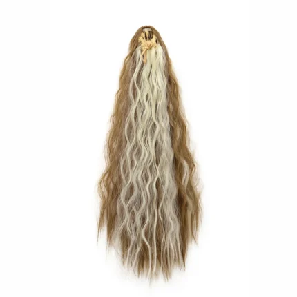 22Inch Synthetic Long Kinky Curly Ponytail Hair Extension Drawstring Wrapped Clip in Hair Black Hairpiecefor Women - Image 12