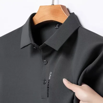 Fashionable new brand short sleeved high-end men's business casual polo shirt high-quality customized letter relief T-shirt top - Image 7