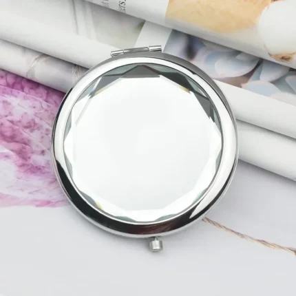 1Pc Folded Compact Mirrors Gold Silver Pocket Mirror Making Up for Personalized Gift Luxury Crystal Makeup Mirror Portable Round - Image 5