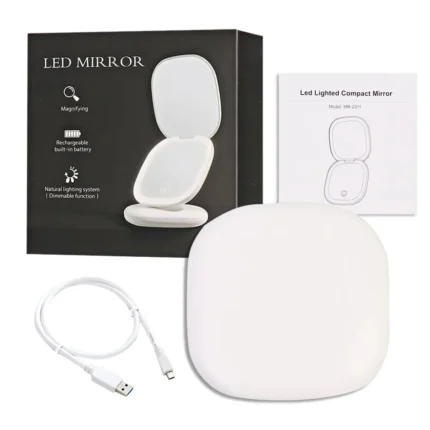 LED Travel Makeup Mirror 3.5inch Lighted Compact Mirror with 1X/5X Magnifying 2 Sided 1 Colors Portable for Handbag Purse Gift - Image 7