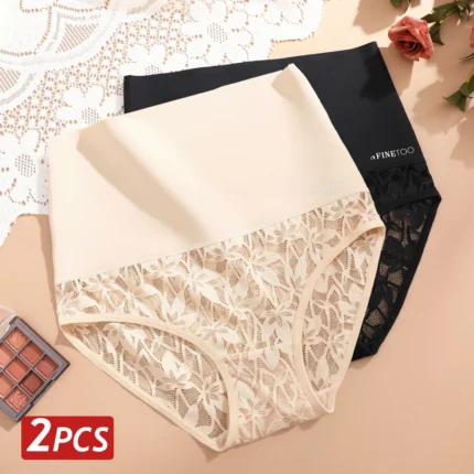 2PCS/Set Women High Waist Shapewear Panties Seamless Slimming Briefs Female Butt Lifter Tummy Underwear Hollow Breathable Panty - Image 11