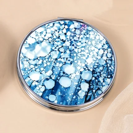 Stripe Pattern Vintage Hand Women Mini Compact Makeup Mirror Portable Green/Purple/Blue Bag Mirror - Image 8