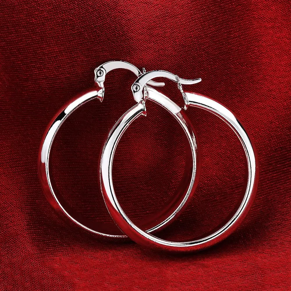 S8596636d0b634646aa5102e2c91f1d7e5-1.webp 925 Sterling Silver 4CM smooth Big circle hoop Earrings for Women Luxury Fashion Party Wedding Accessories Jewelry GiftS - Image 1