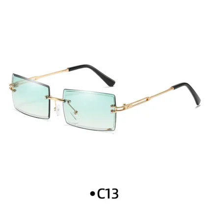 Fashion Rimless Rectangle Sunglasses Women Men Alloy Trendy Brand Small Square Sun Glasses Gradient Black Lens Shades UV400 - Image 11