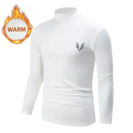 3-Piece Men's White BottoMing Small Turtleneck Shirt In Autumn And Winter Casual Joker Fashion Long Sleeve T-Shirt Teenagers War - Image 3
