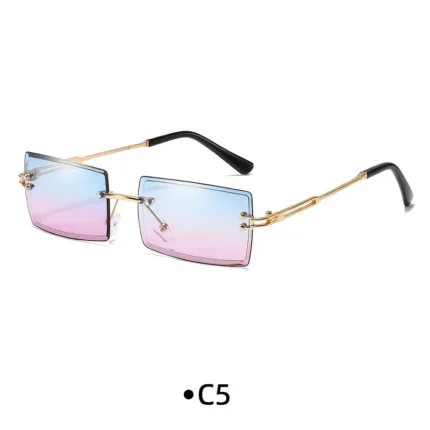 Fashion Rimless Rectangle Sunglasses Women Men Alloy Trendy Brand Small Square Sun Glasses Gradient Black Lens Shades UV400 - Image 15