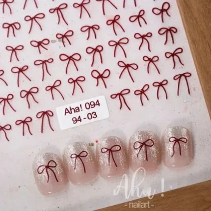 Black White Pink Mini Bowknot Design Nail Art Sticker Self Adhesive Lace Ribbons Bow Butterfly Decals Nail Art Decoration - Image 3