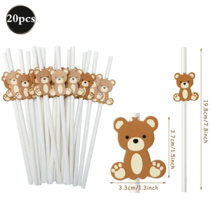 Cute Teddy Bear Disposable Tableware Set Plates Napkins Kids Bear Birthday We Can Bearly Wait Baby Shower Party Decors Supplies - Image 13