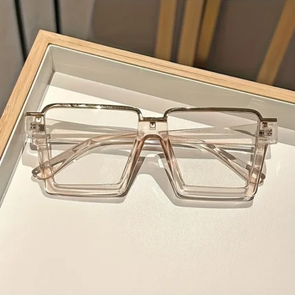 Chic Square Candy-Colored Glasses for Women - Durable Plastic & Metal Frame, Blue Light Blocking Clear Lens, Perfect for Parties - Image 6