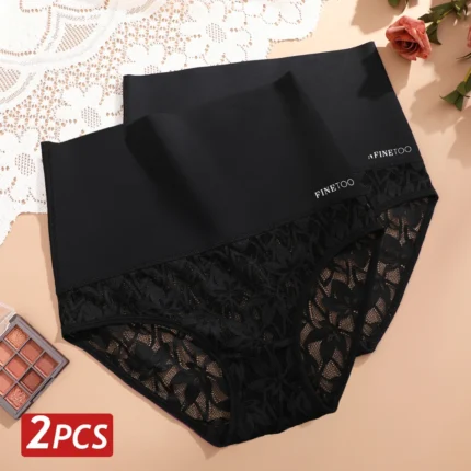 2PCS/Set Women High Waist Shapewear Panties Seamless Slimming Briefs Female Butt Lifter Tummy Underwear Hollow Breathable Panty - Image 9